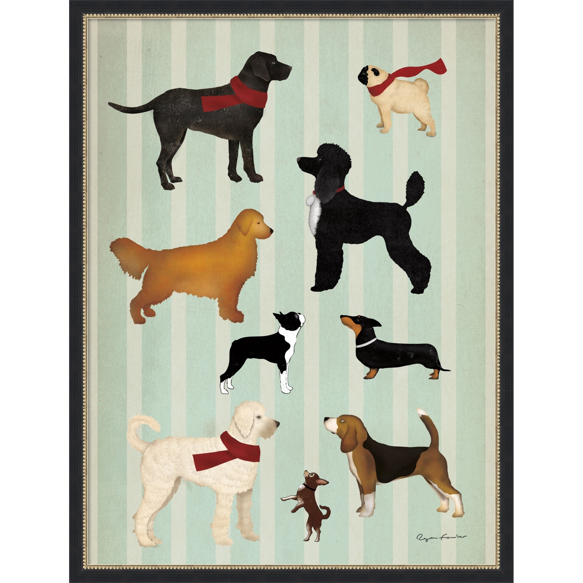 Dog Days Montage I by Ryan Fowler Framed Mounted Canvas Wall Art Print