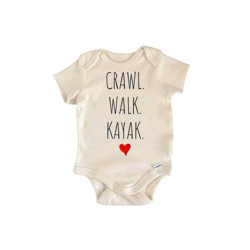 Crawl Walk Kayak - Baby Boy Girl Clothes Bodysuit Funny Cute - White - Newborn