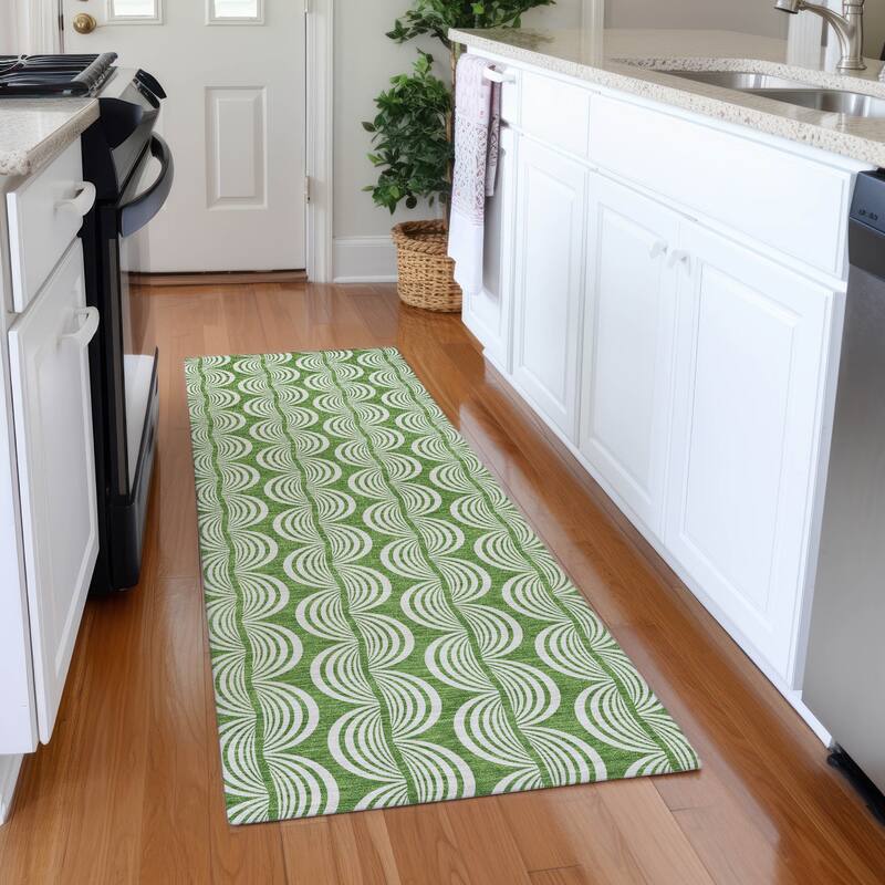 Premium Washable Super Soft Transitional Scallop Mayfield Rug - Green - 2'3" x 7'6"