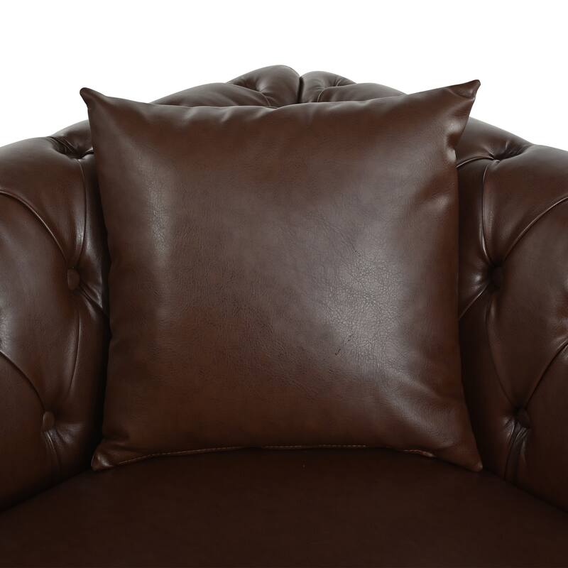 Sectional Sofa Couch for Living Room, L Shaped Reversible Modern Chesterfield Sofa with Rolled Arms and Nailhead