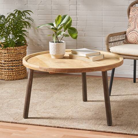 Andalusia Rustic Handcrafted Round Mango Wood Coffee Table by Christopher Knight Home