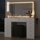preview thumbnail 5 of 5, Makeup Vanity Desk w/ Free Black Storage Stool, Full-Width, Dimmable LED Mirror, Bluetooth, 11 Drawers