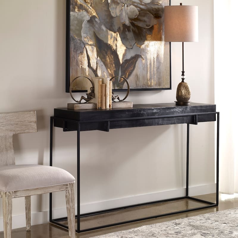 Uttermost 25110 Telone 15" Wide Aluminum Top Iron Console Table