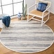 preview thumbnail 15 of 61, SAFAVIEH Handmade Rag Rug with Fringe Valborg Casual Stripe Cotton Rug with Fringe 4' Round - Ivory/Grey - Round