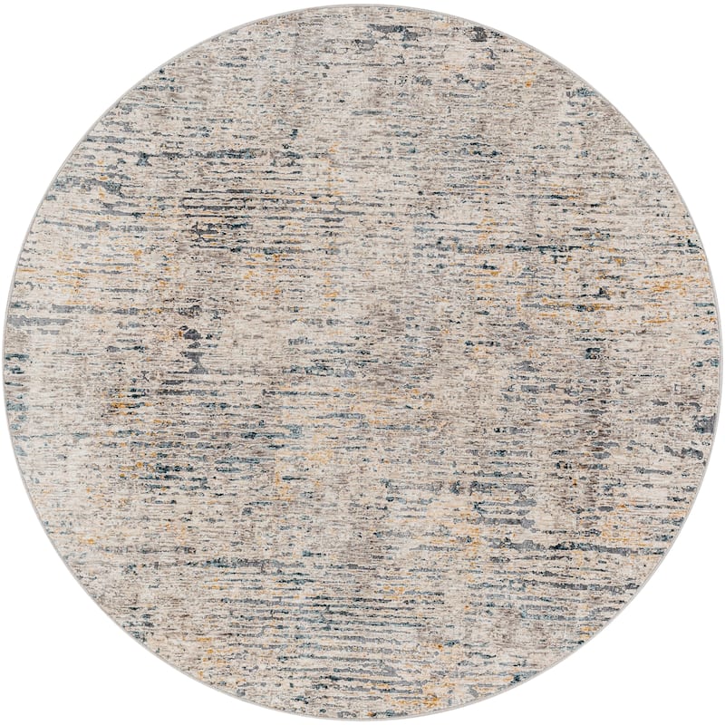 Artistic Weavers Wrexham Abstract Gray Blue Area Rug - 7'10" Round - Gray