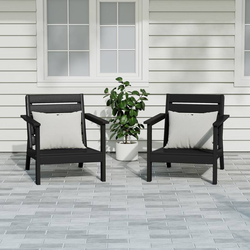 Birchwood All Weather HDPE Outdoor Patio Deep Seating Arm Chair (Set of 2)