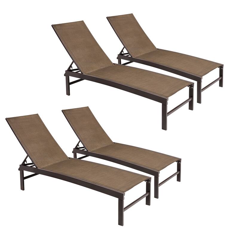 VredHom Outdoor Patio Adjustable Aluminum Chaise Lounges (Set of 4) - 76.38" L x 23.62" W x 13" H