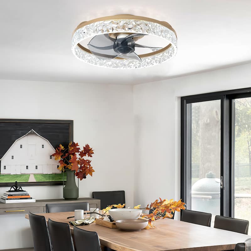 Low Profile Ceiling Fan with Light: 20-16 Inch, App Remote Control, Dimmable 3 CCT LED, 6 Wind Speeds, Ultra Quiet