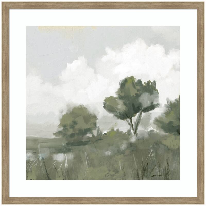 Kate and Laurel Shades of Olive No. 2 by Mary Sparrow Framed Wall Art Print - 34 x 34 - Brown