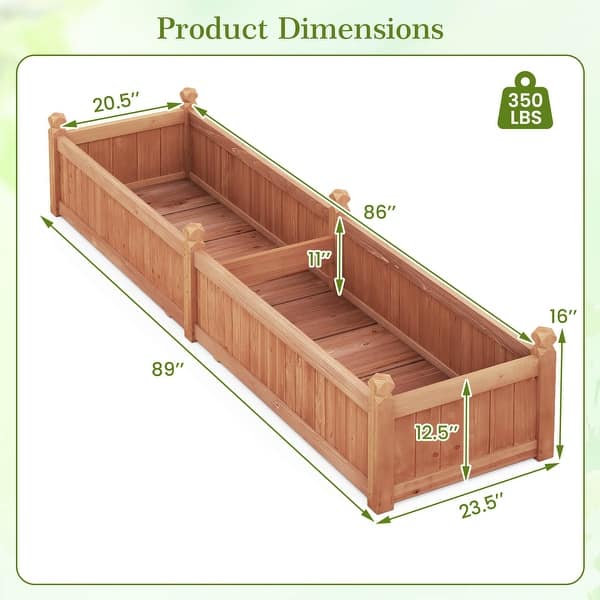 dimension image slide 1 of 2, Costway Wooden Raised Garden Bed Outdoor Rectangular Planter Box with - See Details