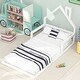 preview thumbnail 13 of 20, Twin Size Wood Floor Bed with House-shaped Headboard and Chimney, Features Sturdy Pine Wood Construction