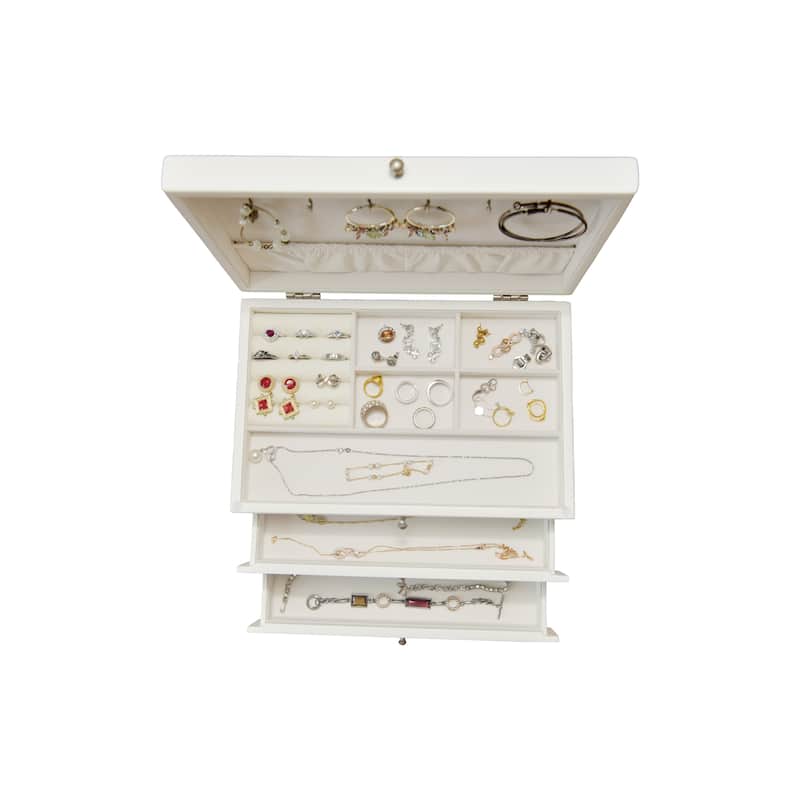 Elegant White Finish Jewlery Box