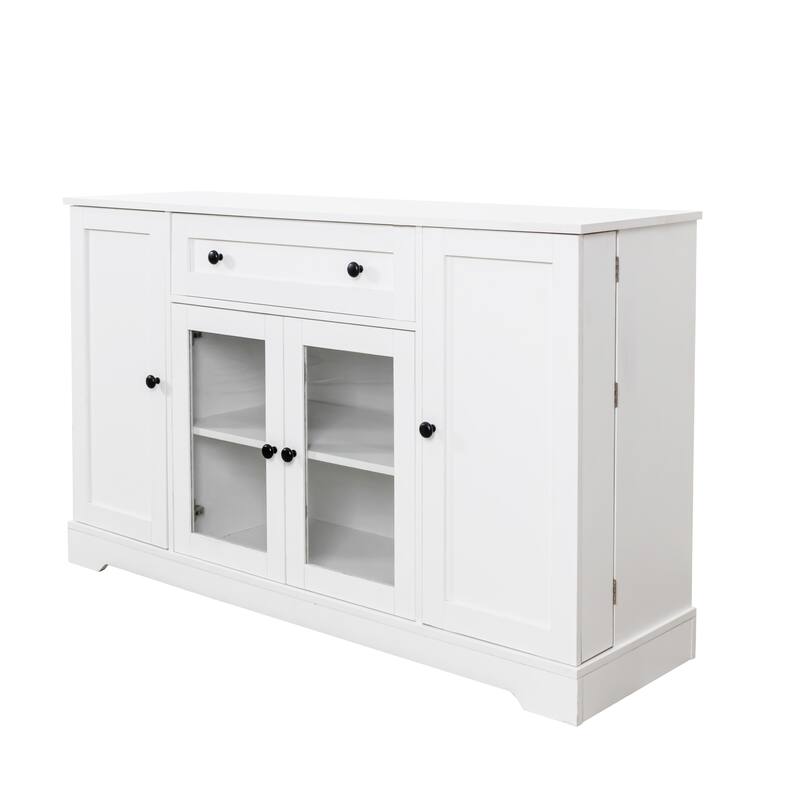 Wooden Buffet Cabinet with Doors, Coffee Bar Cabinet with Drawers, Kitchen Pantry Cabinet with Adjustable Shelves