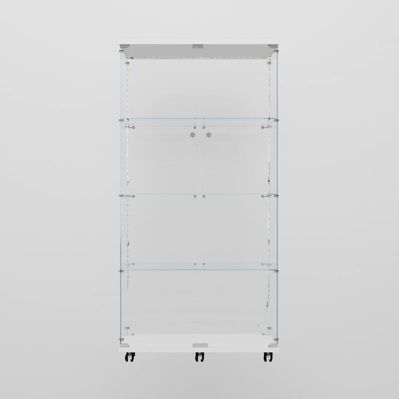 Tempered glass cabinet,wine cabinet,storage cabinet,file cabinet,with Bluetooth LED light,lock on the door,equipped with cast