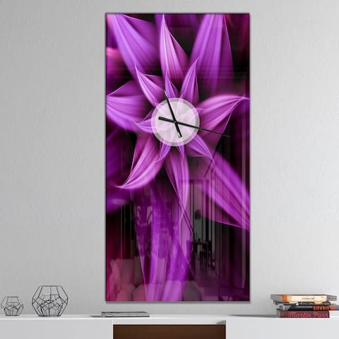 Designart 'Fractal Flower Purple' Oversized Modern Wall CLock