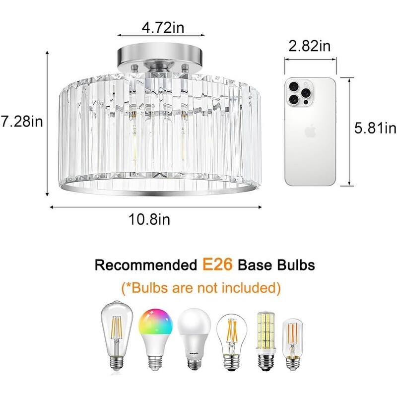 Ceiling Light Fixture, Modern Semi Flush Mount Ceiling Light