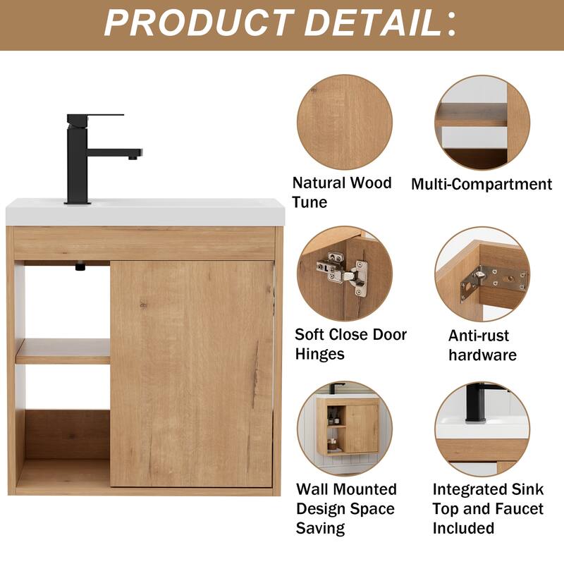 Single-Door Wall Cabinet with Integrated Basin