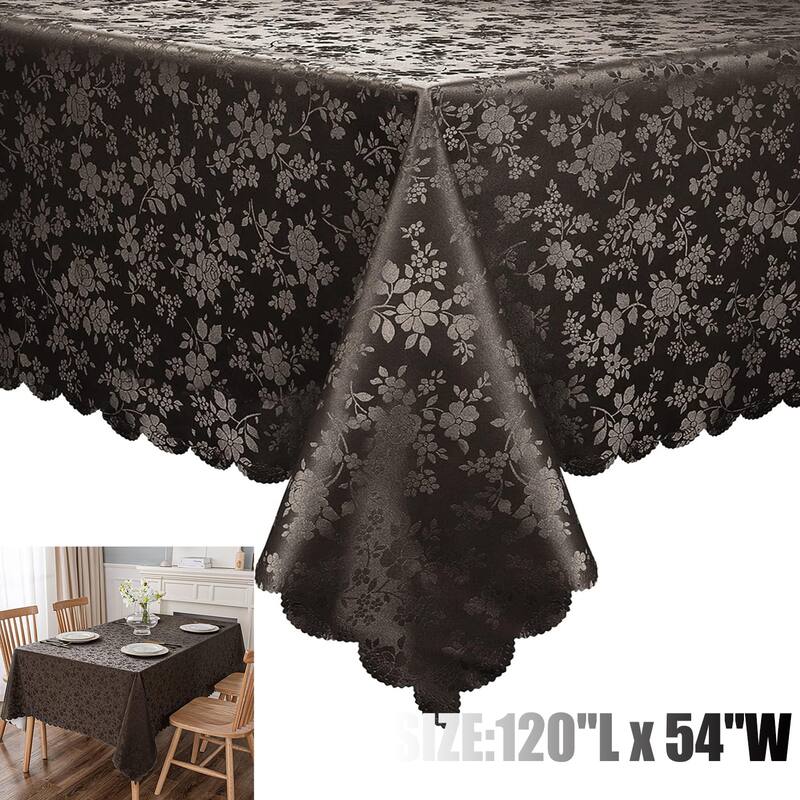 Waterproof Wipeable Vinyl Tablecloth,Rectangle Heavy Duty Table Cloth,120"L x 54"W - Coffee