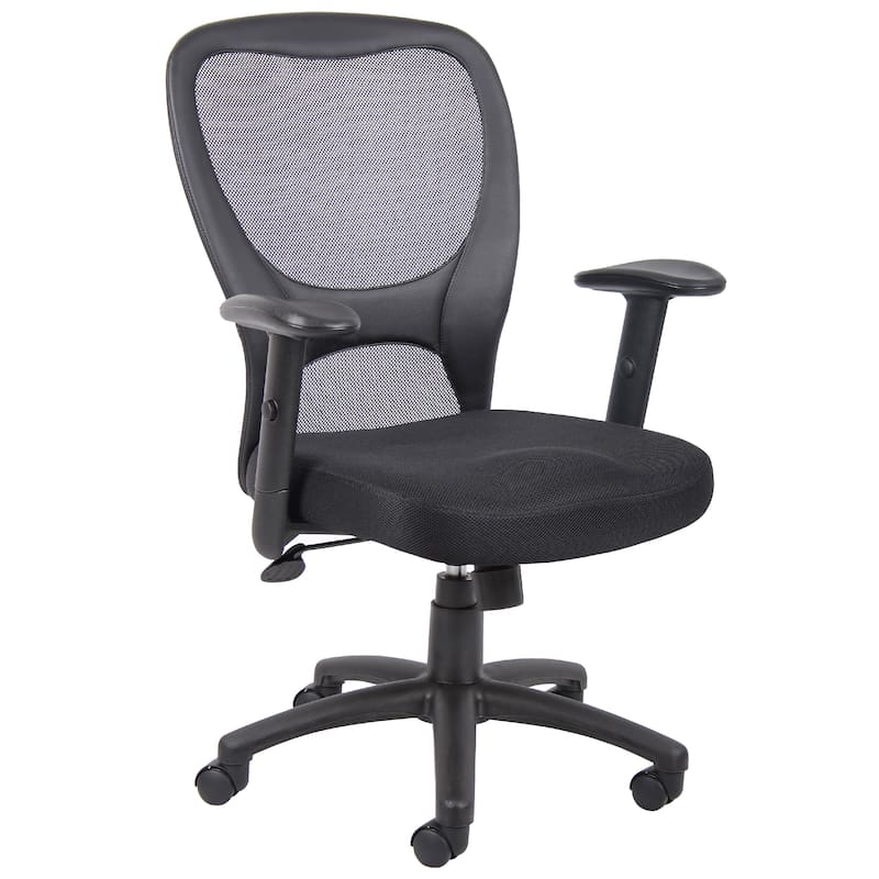 Lene Everyday Task Chair, Black CaressoftPlus Vinyl, Adjustable Arms