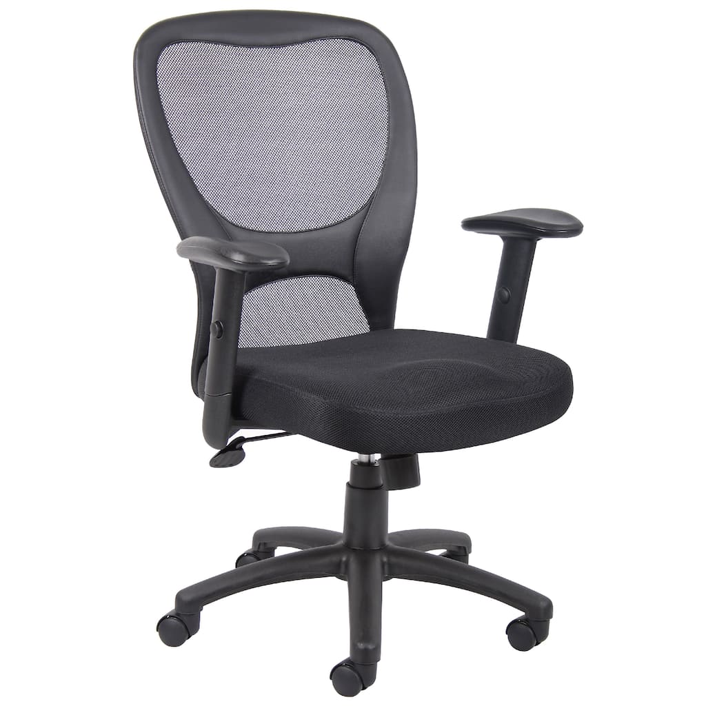 Lene Everyday Task Chair, Black CaressoftPlus Vinyl, Adjustable Arms
