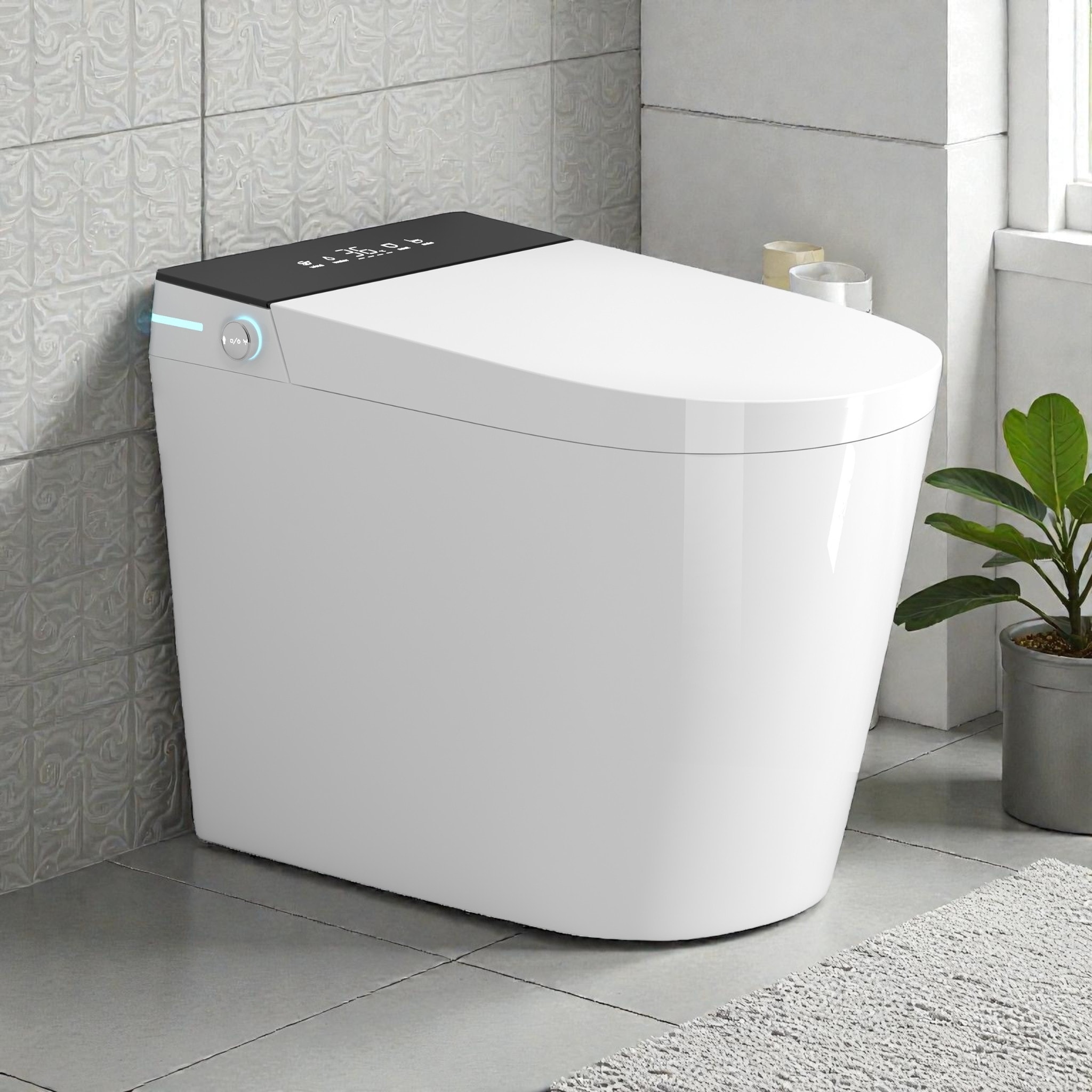 Compact Smart Toilet with Built In Bidet. Tankless 23.25 Inch Depth. Auto Open Flush. Heated Seat. Dryer