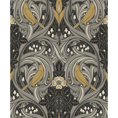 Seabrook Designs Bird Scroll Nonwoven Unpasted Wallpaper