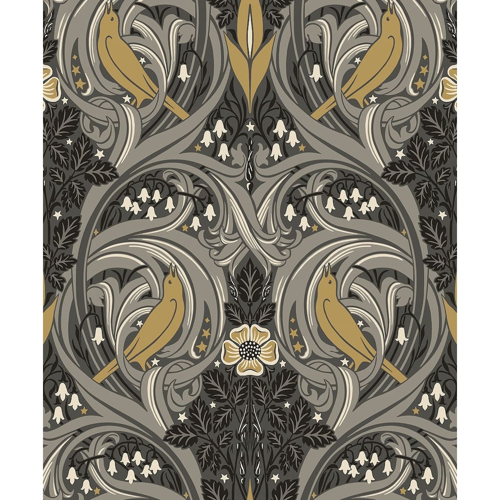 Seabrook Designs Bird Scroll Nonwoven Unpasted Wallpaper
