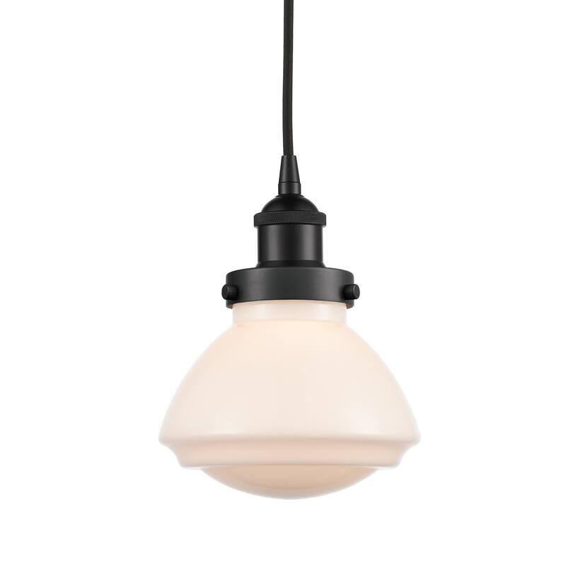 Innovations Lighting 616-1PH-9-7 Olean Pendant Olean 7" Wide Mini - Matte Black / Matte White