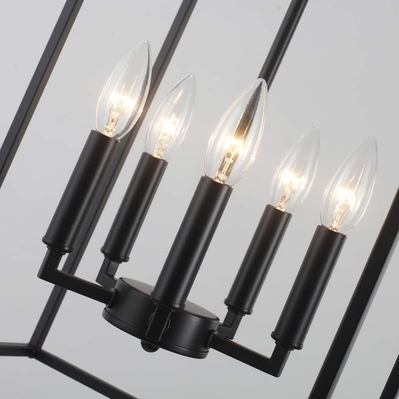 5-Light Candlestick Cage Hanging Linear Chandelier Lighting Island Chandelier for Kitchen Island