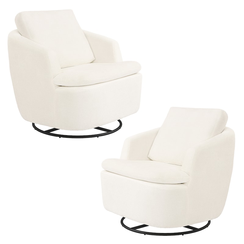 360°Swivel Accent Chair, Swivel Barrel Chair, Modern Chenille Round Accent Chairs With Armrests And Rotating Base