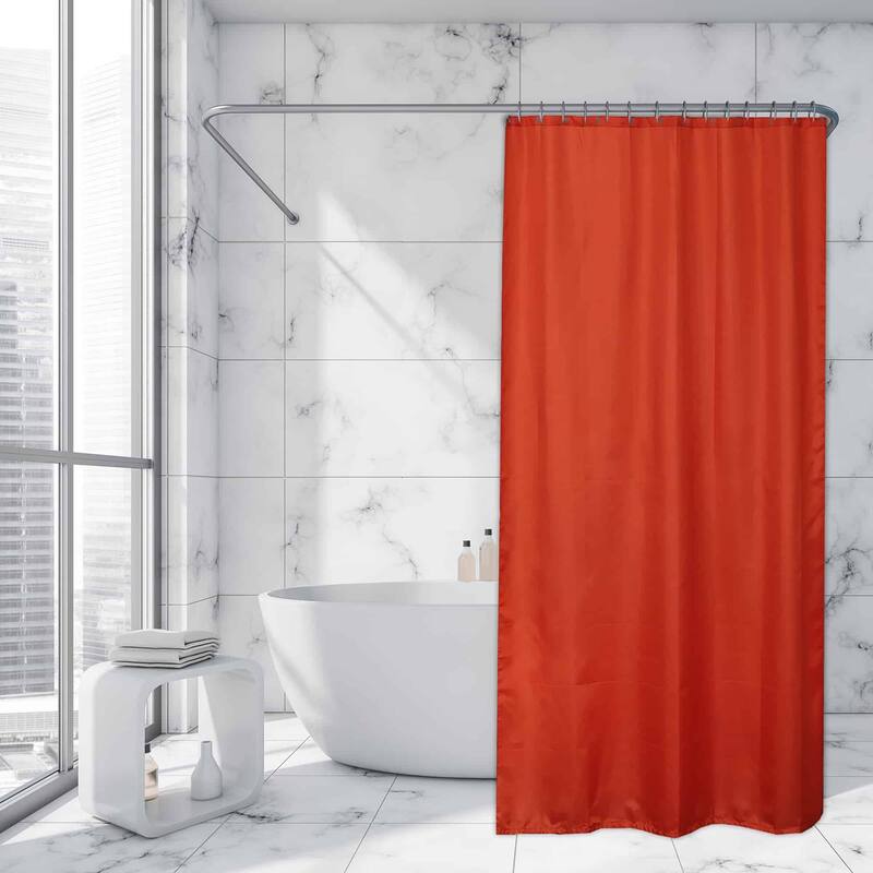 Extra Long Shower Curtain Polyester 12 Rings 79"L x 71"W - Orange