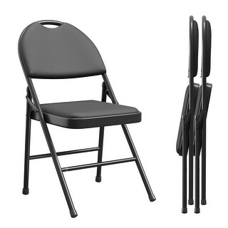 Folding Chairs 2 Pack, Metal Foldable Chair with Cushion and Non