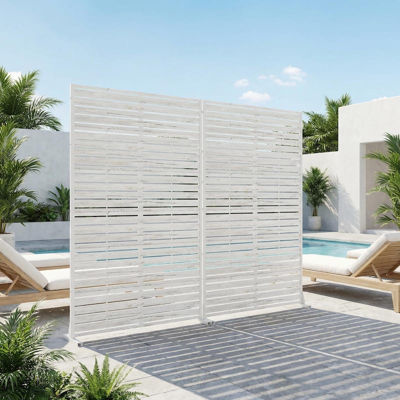 Outdoor Metal Privacy Screen Fence Panel - White - 72"x94"