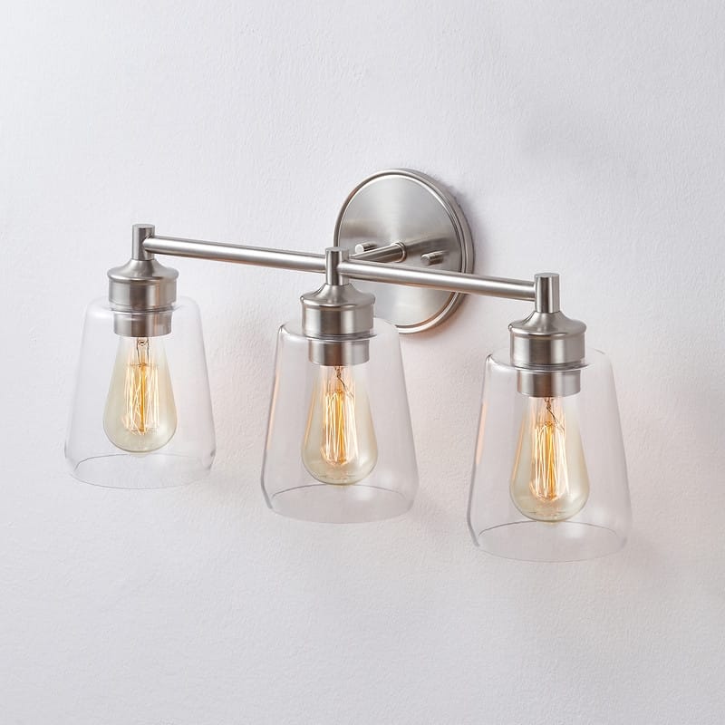 KAWOTI 3-Light Dimmable Bathroom Vanity Light with Glass Shade