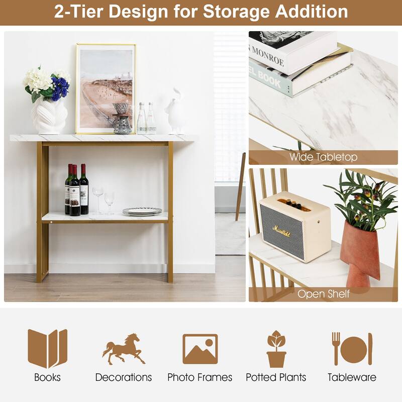 Gymax 48'' 2-Tier Entryway Hallway Console Table Couch Side Table for
