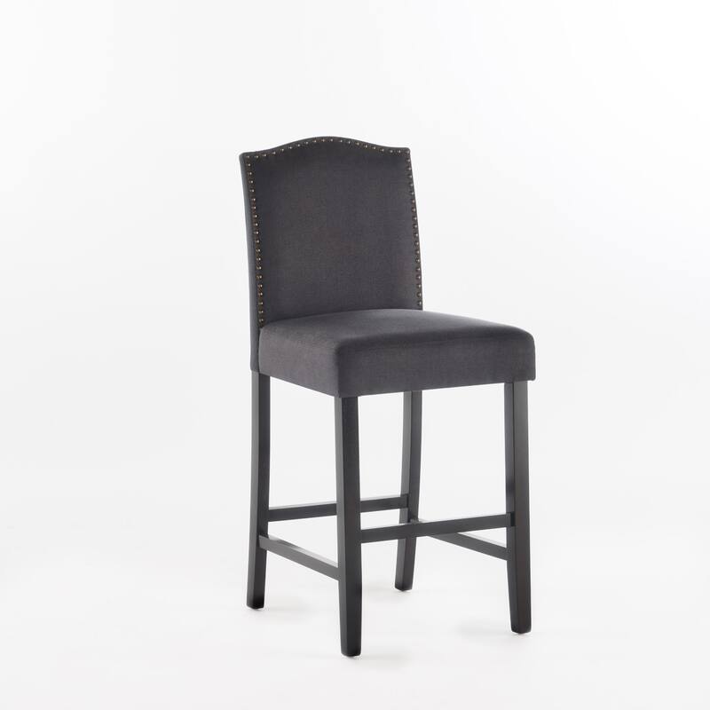 Modern Fabric Barstools with Arching Back High Chair and Nailhead Trim Dining Chair, Counter Reception Chair, Island Chair