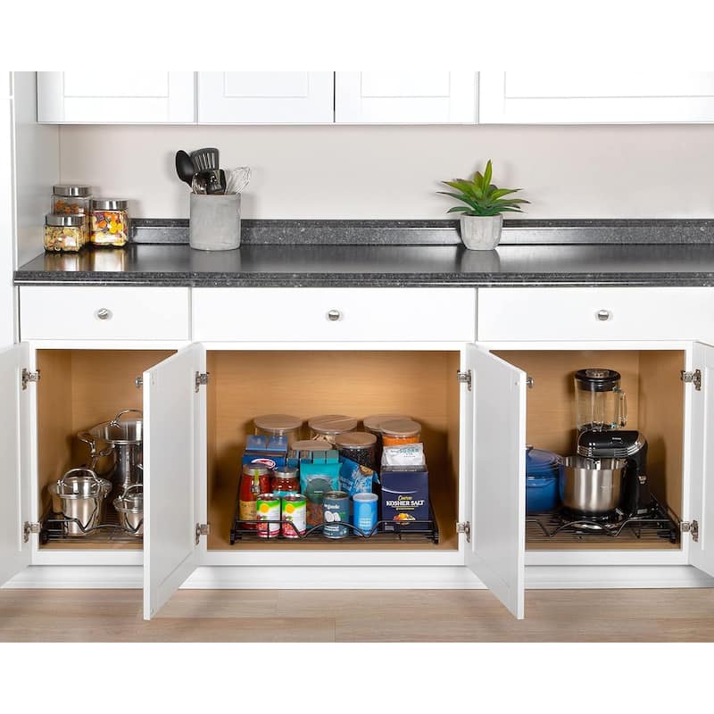 Hold N' Storage - Black Pull Out Cabinet Organizer, Heavy Duty Metal with Lifetime Limited Warranty