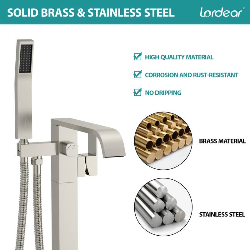 Lordear Bathtub Faucet Tub Filler Swivel Faucet with Hand Shower, Swivel Spout