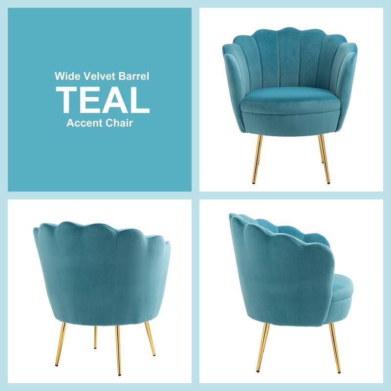 Velvet Upholstered Barrel Accent Chair