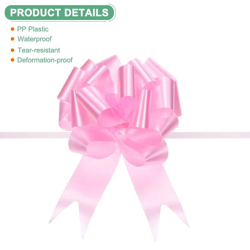 10pcs Large Pull Bow 10 Inch Flower Bows for Wedding Baskets - Pink