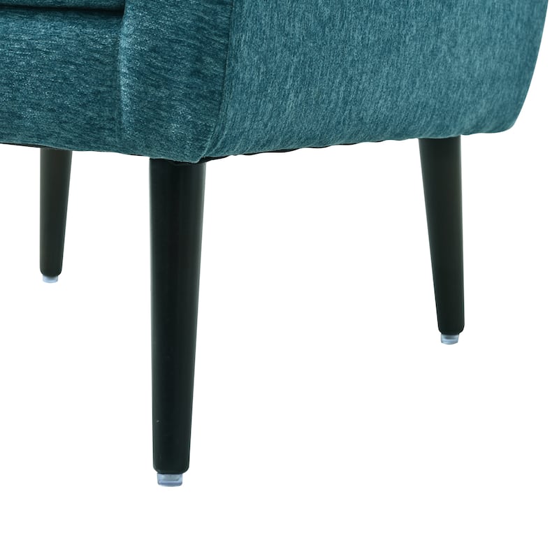 Teal Modern 24.21" Upholstered Button Tufted Arm Chair with Wood Legs for Living Room