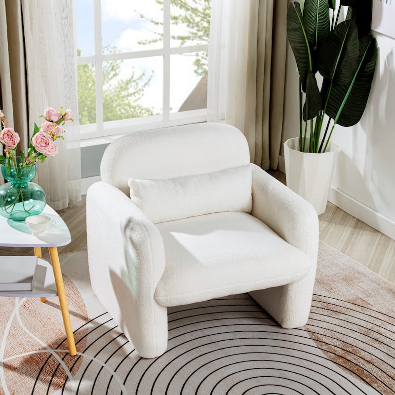 Stylish and Minimalist Single Sofa Chair with Arms and Pillow, Armchair, Accent Chair for Living Room, Bedroom, Study