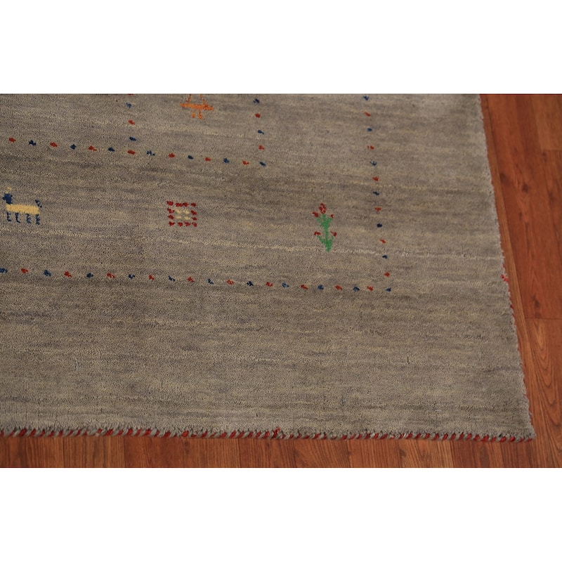Gabbeh Oriental Area Rug Hand-Knotted Wool Carpet - 8'0" x 9'11"