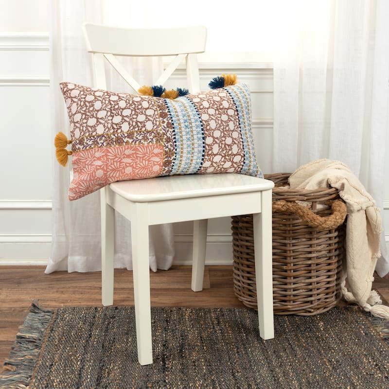 Rizzy Home Primitive Block Print Throw Pillow