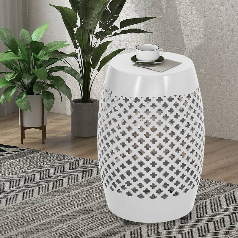 Maypex 18Inch H Geometric Cut Iron Side Table