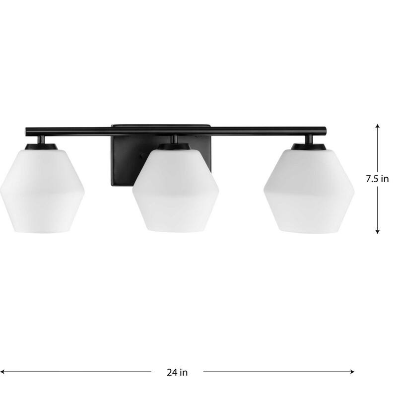 Copeland Collection Three-Light Matte Black Mid-Century Modern Vanity Light - 24 in x 7 in x 7.5 in