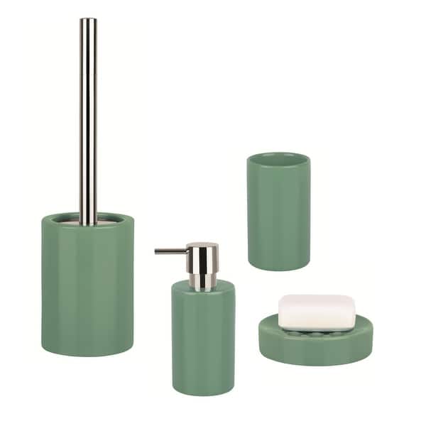 4-Piece Bathroom Accessories Set Spirella Tube Green Stoneware - Bed Bath &  Beyond - 31138078