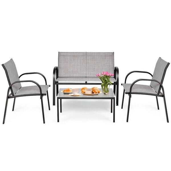 Shop Costway 4 Pcs Patio Furniture Set Sofa Coffee Table Steel
