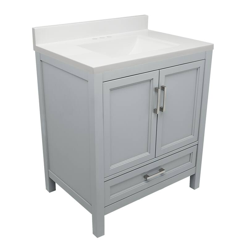 Nevado 37" Bathroom Vanity with Cultured Marble Vanity Top Sink in White with White Basin