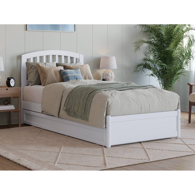 Lucia Platform Bed with Panel Footboard and Twin XL Trundle - White - Twin XL